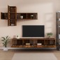 vidaXL Set de muebles de TV 7 pzas madera contrachapada roble ahumado