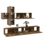 vidaXL Set de muebles de TV 7 pzas madera contrachapada roble ahumado