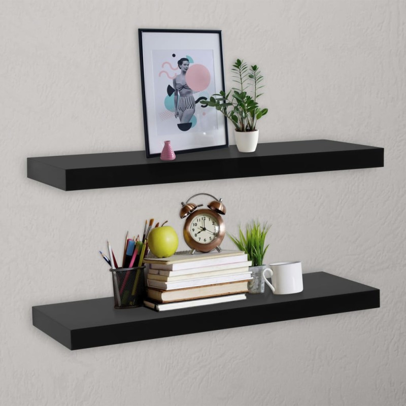vidaXL Estantes flotantes de pared 2 unidades negro 100x20x3,8 cm vidaXL Estantes flotantes de pared 2 unidades negro 100x20x3,8 cm