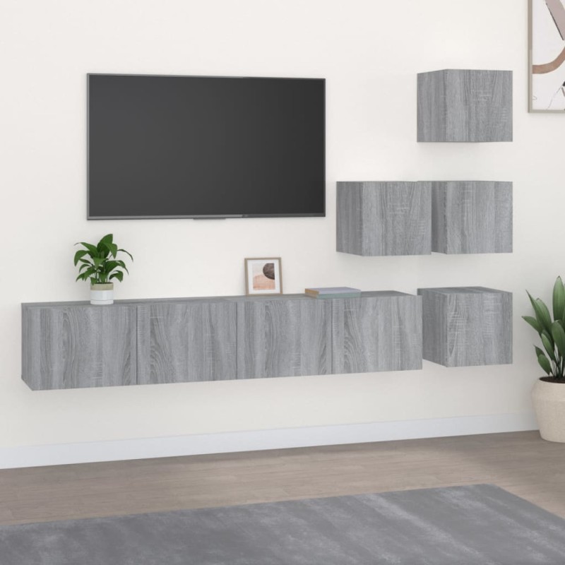vidaXL Mueble de pared para TV madera contrachapada gris sonoma