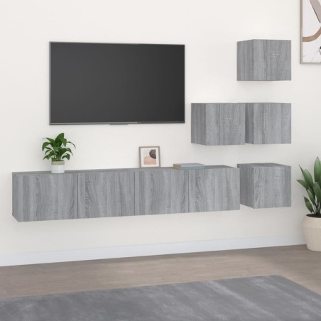 vidaXL Mueble de pared para TV madera contrachapada gris sonoma