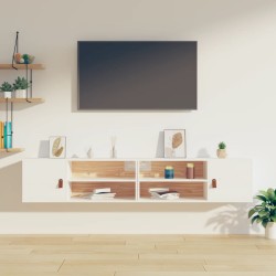 vidaXL Armarios de pared 2 uds madera maciza pino blanco 80x30x30 cm