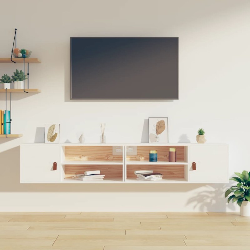 vidaXL Armarios de pared 2 uds madera maciza pino blanco 80x30x30 cm vidaXL Armarios de pared 2 uds madera maciza pino blanco 80x30x30 cm