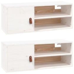 vidaXL Armarios de pared 2 uds madera maciza pino blanco 80x30x30 cm