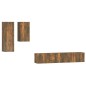 vidaXL Set de muebles de TV 4 pzas madera contrachapada roble ahumado