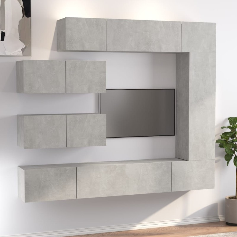 vidaXL Set de muebles de TV 7 pzas madera contrachapada gris hormigón vidaXL Set de muebles de TV 7 pzas madera contrachapada gris hormigón