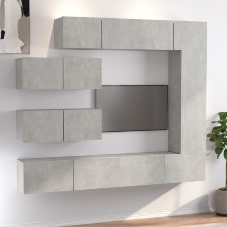 vidaXL Set de muebles de TV 7 pzas madera contrachapada gris hormigón