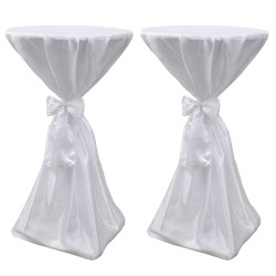 2 manteles blancos de 80 cm con lazo
