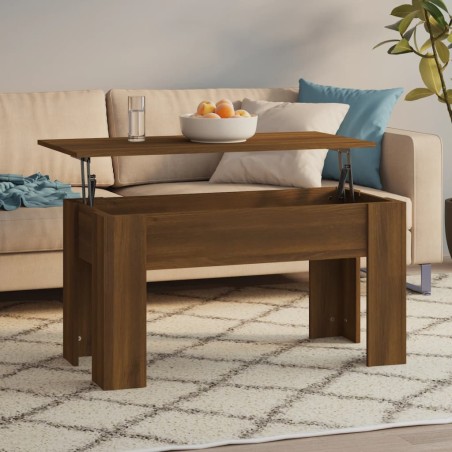 vidaXL Mesa de centro madera contrachapada roble marrón 101x49x52 cm