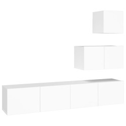 vidaXL Set de muebles para TV 4 piezas madera contrachapada blanco