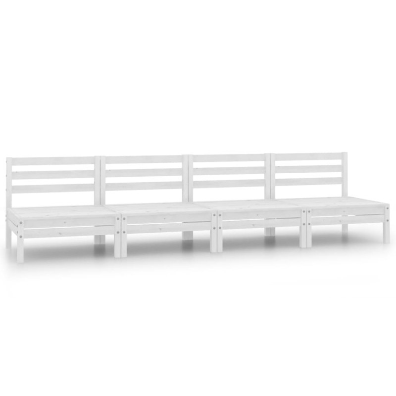 vidaXL Sofás central de jardín 4 unidades blanco madera maciza de pino