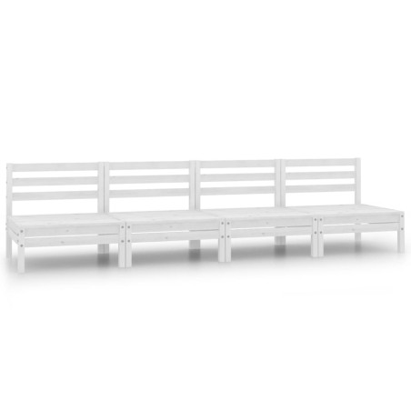 vidaXL Sofás central de jardín 4 unidades blanco madera maciza de pino