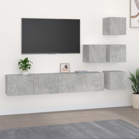 vidaXL Mueble de pared de TV madera contrachapada gris hormigón