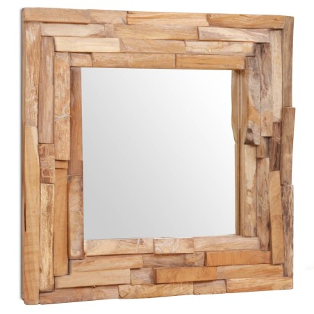 vidaXL Espejo decorativo de teca 60x60 cm cuadrado