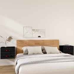 vidaXL Mesitas de noche de pared 2 uds negro 50x36x40 cm