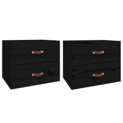 vidaXL Mesitas de noche de pared 2 uds negro 50x36x40 cm