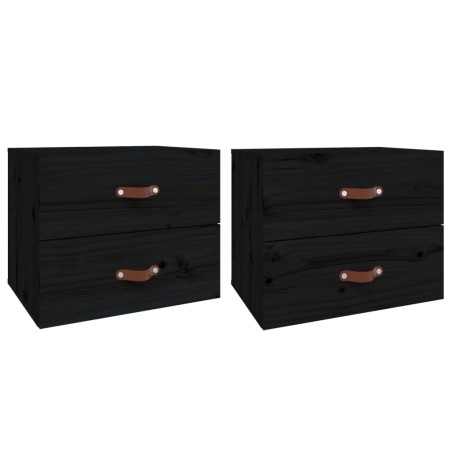 vidaXL Mesitas de noche de pared 2 uds negro 50x36x40 cm