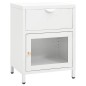 vidaXL Mesita de noche blanca acero y vidrio 40x30x54,5 cm vidaXL Mesita de noche blanca acero y vidrio 40x30x54,5 cm