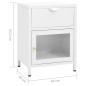 vidaXL Mesita de noche blanca acero y vidrio 40x30x54,5 cm vidaXL Mesita de noche blanca acero y vidrio 40x30x54,5 cm