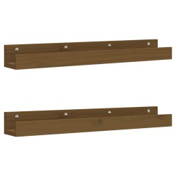 vidaXL Estantes de pared 2 uds madera de pino marrón miel 80x12x9 cm