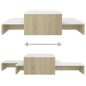vidaXL Mesas de centro apilables blanco y roble Sonoma 100x100x26,5 cm vidaXL Mesas de centro apilables blanco y roble Sonoma 100x100x26,5 cm