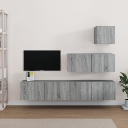 vidaXL Set de muebles para TV 4 pzas madera contrachapada gris Sonoma