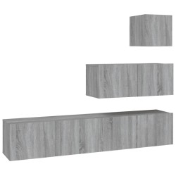vidaXL Set de muebles para TV 4 pzas madera contrachapada gris Sonoma