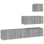 vidaXL Set de muebles para TV 4 pzas madera contrachapada gris Sonoma vidaXL Set de muebles para TV 4 pzas madera contrachapada gris Sonoma