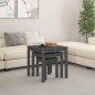 vidaXL Mesas apilables 3 piezas madera maciza de pino gris