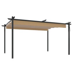 vidaXL Cenador de jardín con techo retráctil gris taupé 4x3 m