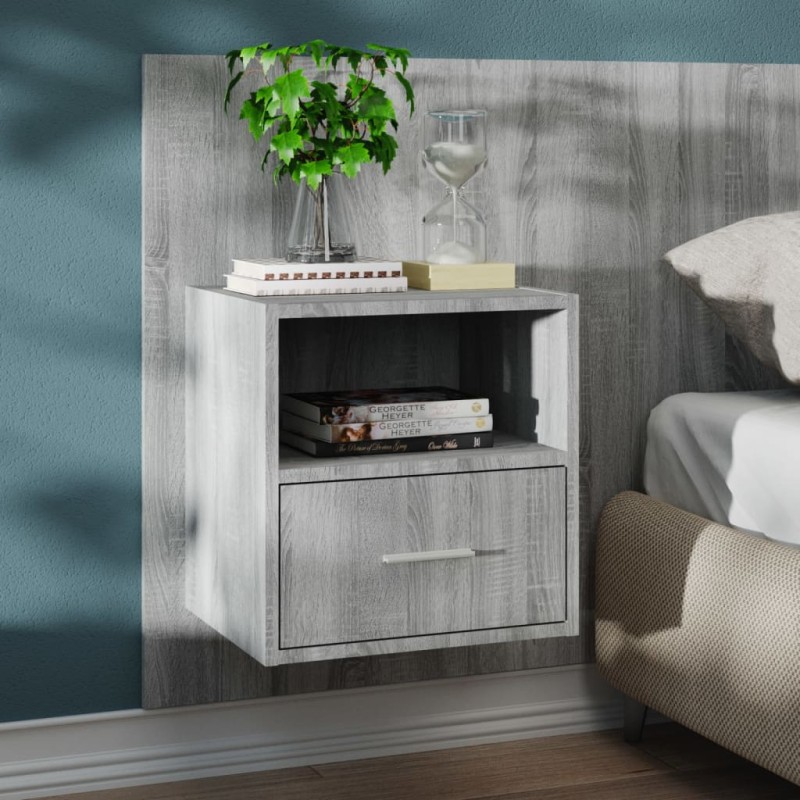 vidaXL Mesita de noche de pared gris Sonoma vidaXL Mesita de noche de pared gris Sonoma