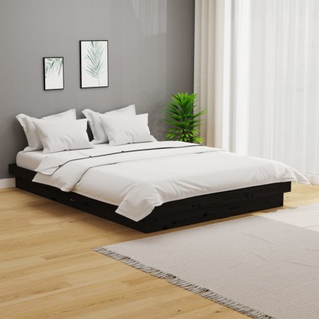 vidaXL Estructura de cama madera maciza negro 120x200 cm