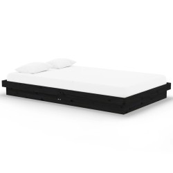 vidaXL Estructura de cama madera maciza negro 120x200 cm