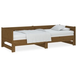 vidaXL Sofá cama extraíble madera maciza marrón miel 2x(80x200) cm