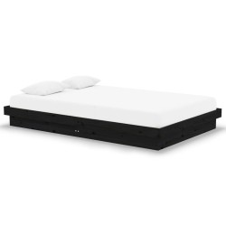 vidaXL Estructura de cama doble pequeña madera maciza negro 120x190 cm