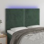 vidaXL Cabecero con luces LED terciopelo verde oscuro 144x5x118/128 cm vidaXL Cabecero con luces LED terciopelo verde oscuro 144x5x118/128 cm