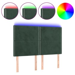 vidaXL Cabecero con luces LED terciopelo verde oscuro 144x5x118/128 cm