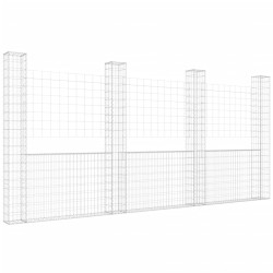 vidaXL Cesta de gaviones forma de U 4 postes de hierro 380x20x200 cm