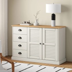 vidaXL Aparador con cajones VIGO madera maciza pino blanco 113x40x75cm