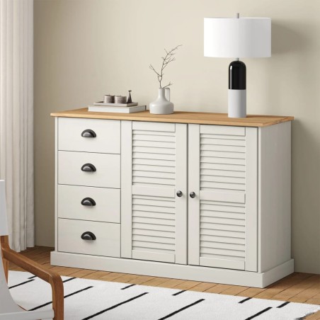 vidaXL Aparador con cajones VIGO madera maciza pino blanco 113x40x75cm