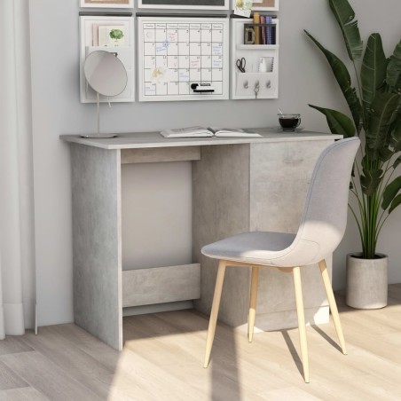 vidaXL Escritorio de madera contrachapada gris hormigón 100x50x76 cm