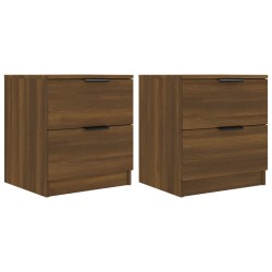 vidaXL Mesitas de noche 2 uds madera contrachapada color roble marrón