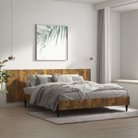 vidaXL Cabecero pared madera contrachapada roble ahumado 240x1,5x80 cm