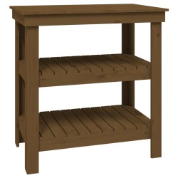 vidaXL Banco de trabajo madera maciza pino marrón miel 78,5x50x80 cm