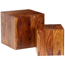 vidaXL Mesa de centro de madera maciza sheesham 2 unidades 40x40x40 cm