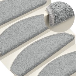 vidaXL Alfombras de peldaños de escalera 15 uds gris claro 65x24x4 cm