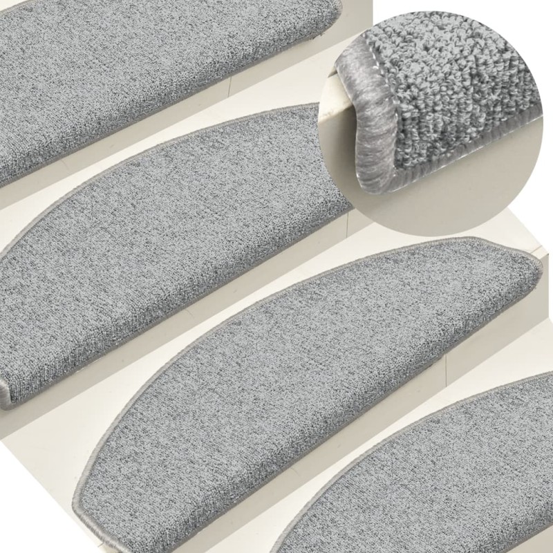 vidaXL Alfombras de peldaños de escalera 15 uds gris claro 65x24x4 cm vidaXL Alfombras de peldaños de escalera 15 uds gris claro 65x24x4 cm