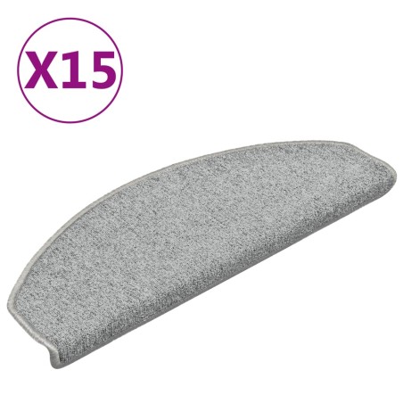 vidaXL Alfombras de peldaños de escalera 15 uds gris claro 65x24x4 cm