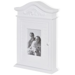 vidaXL Armario para llaves con marco de fotos blanco 