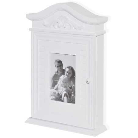 vidaXL Armario para llaves con marco de fotos blanco 